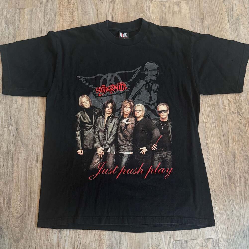 Vintage 2001 Aerosmith Just Push Play World Tour T-Shirt Giant XL